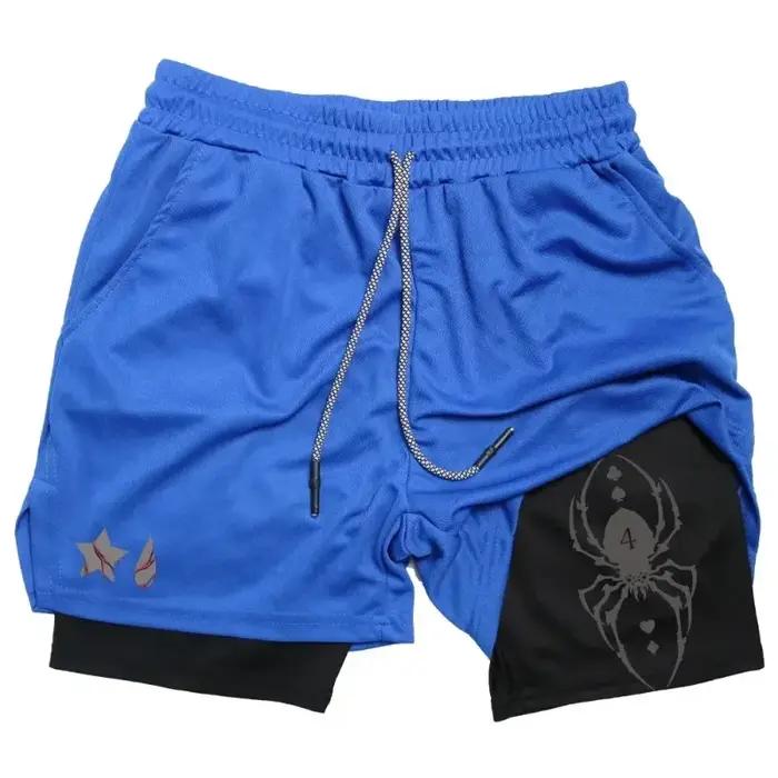 Short Anime Hunter X Hunter pour Hommes, Compression 2 en 1, Course à Pied, Entraînement, Sport, Séchage Rapide avec Poches
