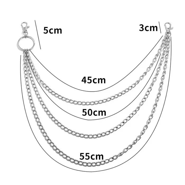 Chaîne de ceinture en métal plaquée argent pour hommes et femmes style punk rock hip hop bijou de corps occasionnels et quotidienne