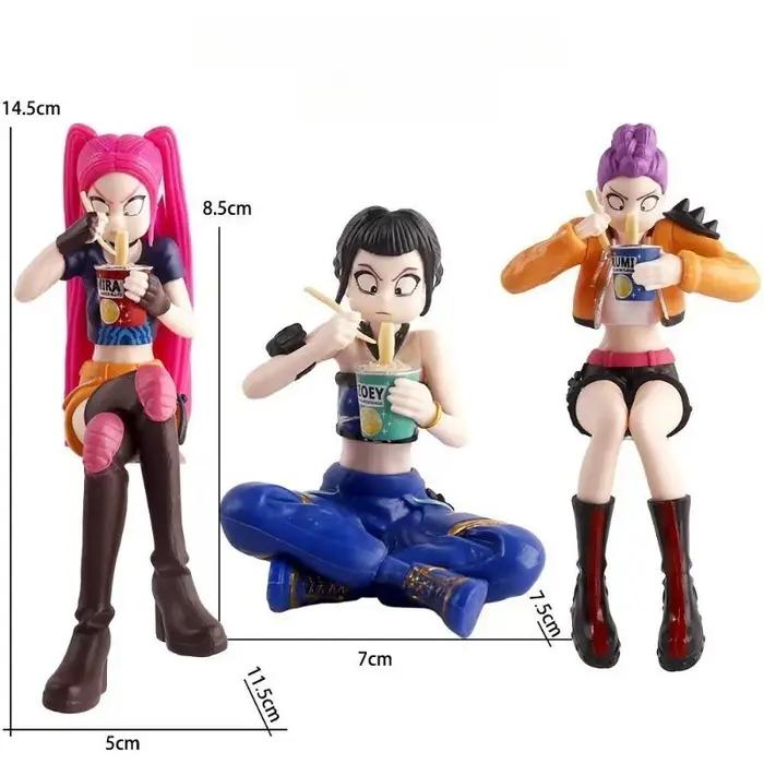 Figurines Ramen Trio Chasseuses Sorcières Anime Kawaii Modèle Ornement Bureau Collection Jouet Occasionnels Cadeaux Fantaisie
