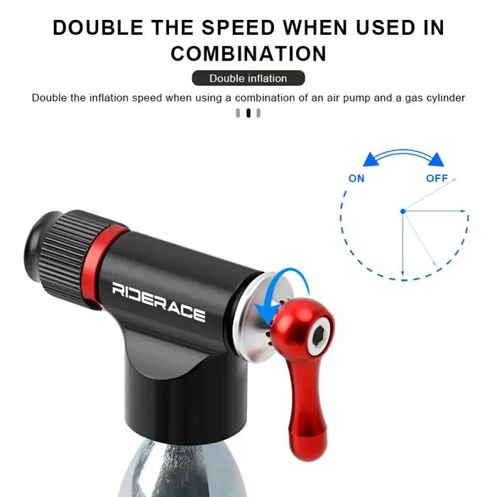 RIDERACE vélo CO2 pompe Mini Portable main cyclisme pneu Tube gonfleur en alliage d'aluminium vélo pompe à Air Schrader Presta Valve AV FV