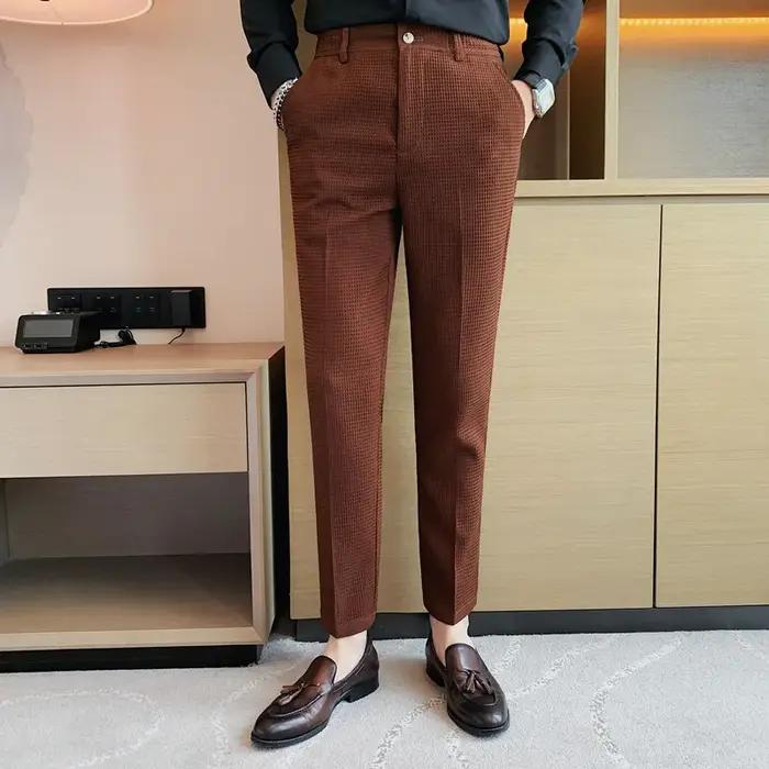 Pantalon formel élégant slim waist stretch business mariage soirée homme 2024