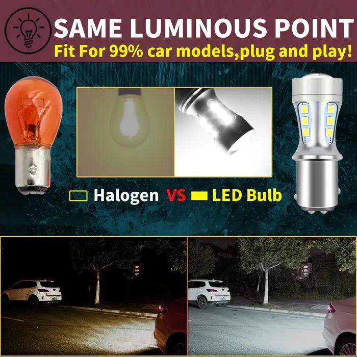 2x P21W BA15S LED Canbus 1156 BAY15D 1157 P21/5W ampoule LED T15 R5W feux de voiture 6500K feux de f