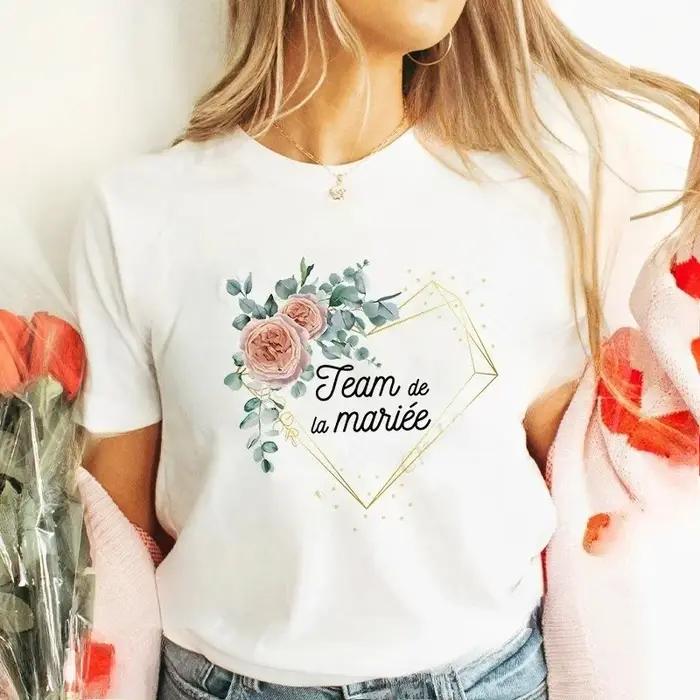 T-shirts de fête pour les future mariées : T-shirt à manches courtes avec couronne de fleurs