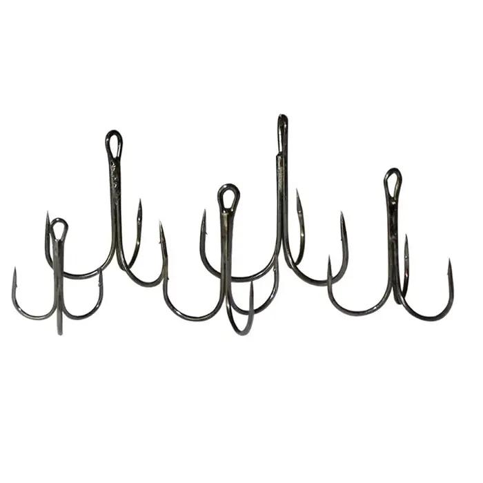 10 pièces/lot hameçon de pêche triple pointu fort courbure ronde large écart crochets barbelés en ac