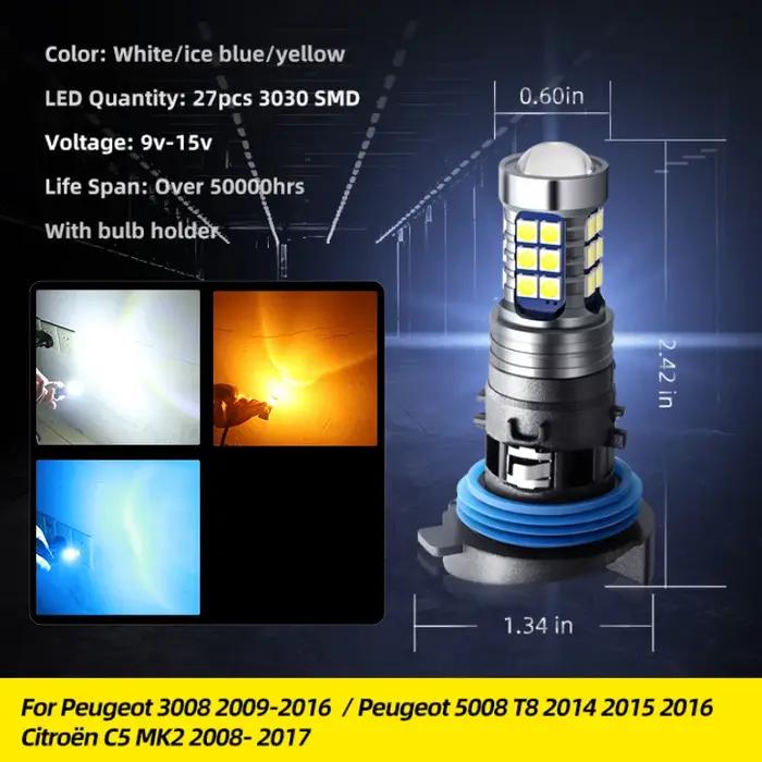 Ampoule Led HP24W, 2 pièces, sans erreur, feux de jour DRL, feux de stationnement pour PEUGEOT 3008