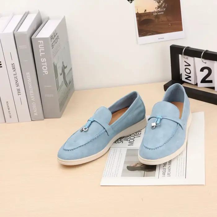 Mocassins Femme en Daim avec Décor de Nœud, Chaussures Légères et Respirantes