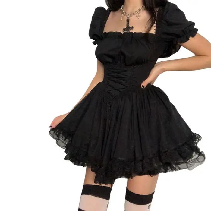 Robe trapèze à manches bouffantes pour femmes