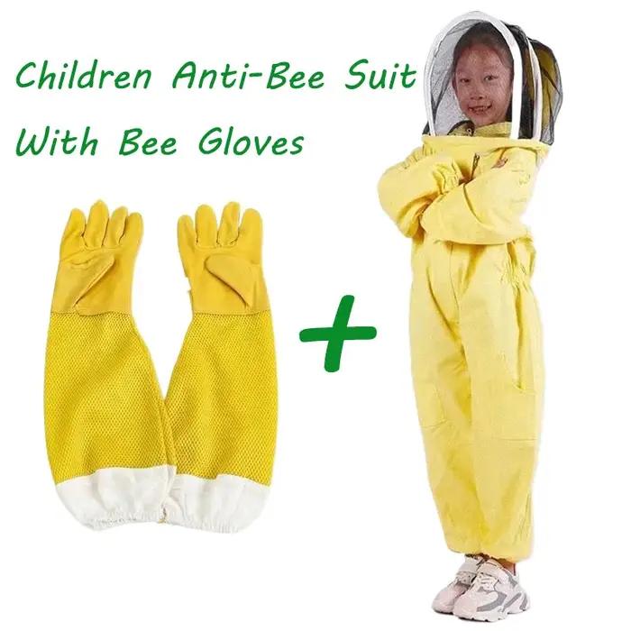 Costume anti-abeille pour enfants en coton bio, avec masque en maille, pour apiculture et activités extérieures
