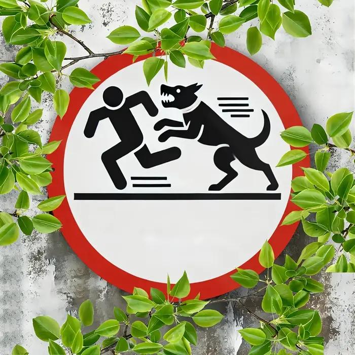 Panneau d'avertissement d'attaque de chien rond