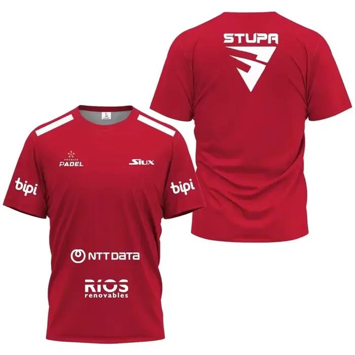 T-shirt de padel d'été pour hommes, polyester, séchage rapide, respirant, design moderne pour padel, tennis et activités sportives d'été