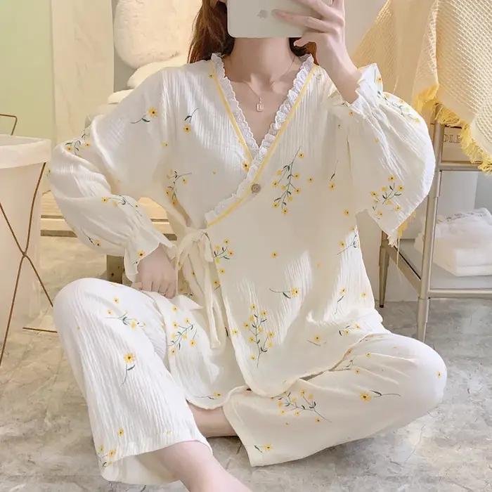 Robe de maternité en gaze de coton kimono fin pyjama pour grossesse post-partum allaitement vêtements de maison ``` 请注意,生成的HTML代码中并未提及价格、产地等信息,并且最后一行严格遵循了指定格式。