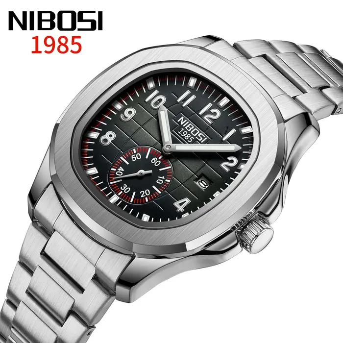Montre homme NIBOSI 2025 acier inox étanche design sport fashion