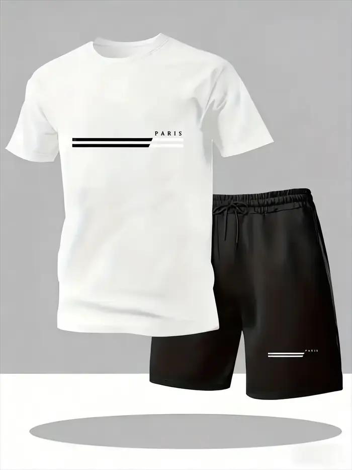 Ensemble T-shirt et Short Respirant Polyester Décontracté pour Homme et Femme Occasions Estivales