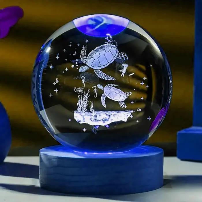 1 pièce cadeau boule de cristal tortue 3D, veilleuse de style statue animale, cadeau d'anniversaire,