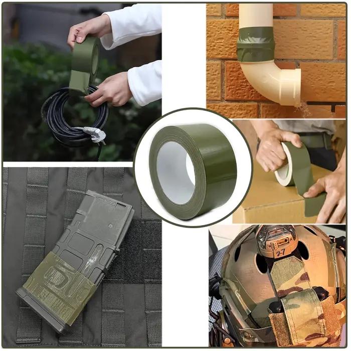 Ruban adhésif tissu tactique vert olive 5cm x 27m - Forte adhésion réparation outdoor bricolage chasse