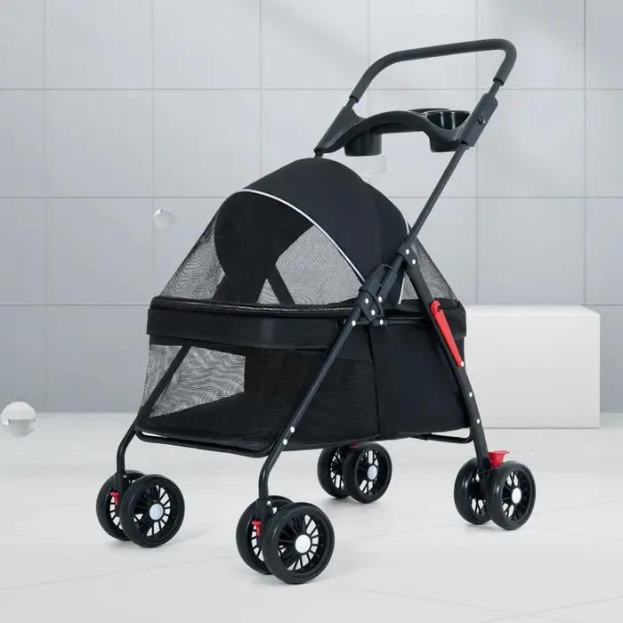 Poussette pliable pour petits chiens et chats, poussette légère avec pliage à une main, porte-bébé e