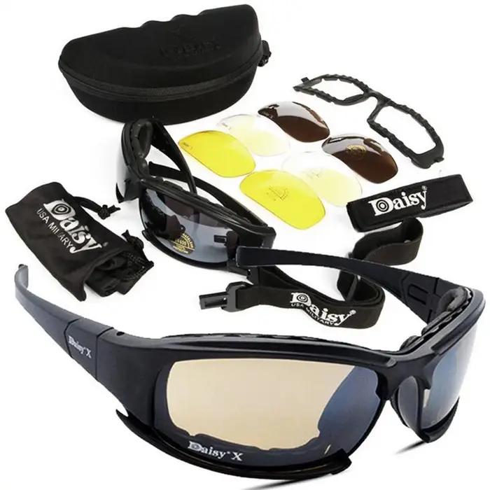 Lunettes tactiques polarisées militaire chasse randonnée hommes avec 4 lentilles et boîtier original