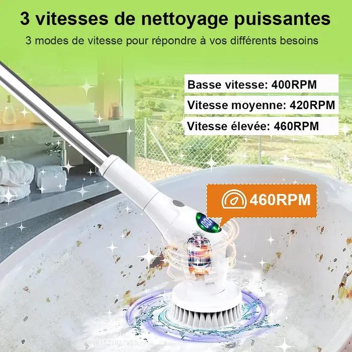 Brosse à livres électrique rotative multifonctionnelle pour ménage cuisine toilettes 8 têtes de brosse remplaçables recharge rapide USB-C 3 vitesses réglables occasions spéciales