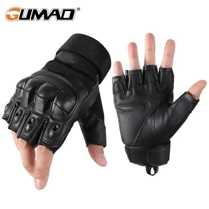 Gants tactiques demi-doigts chasse - Protection Hard Guard anti-dérapage pour sports outdoor et paintball