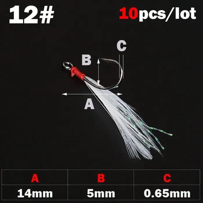 OUTKIT 10 pièces crochet simple de pêche en acier à haute teneur en carbone avec plume carpe