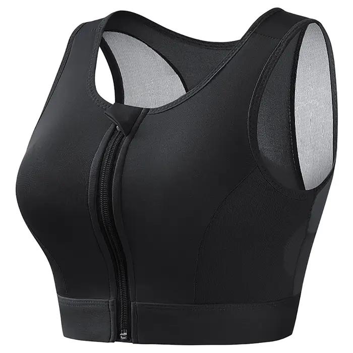 Soutien-gorge de sport grande taille pour femmes, haute résistance, absorbant les chocs, haut de course, fermeture éclair, sans support en acier, sous-vêtements, gilet de Yoga