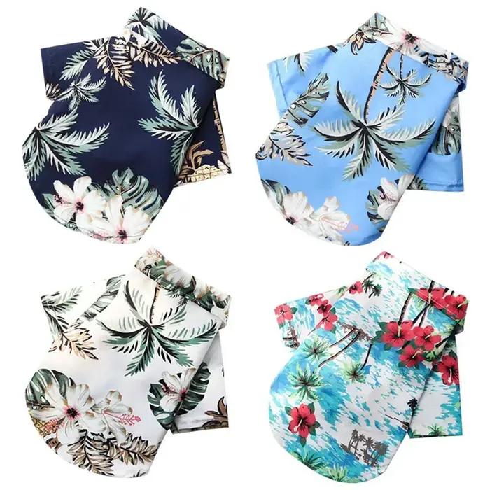 Chemises décontractées pour chien à motif floral ananas hawaïen