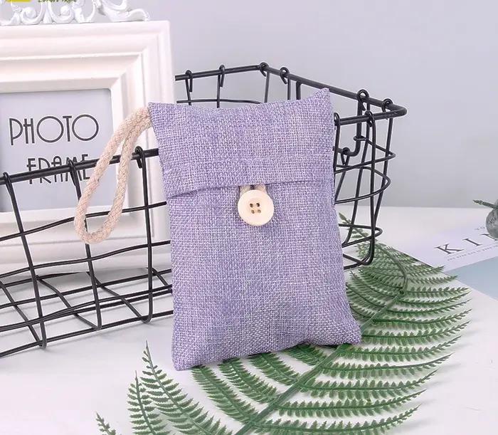 Sac de charbon de bambou activé pour purifier l'air et éliminer les odeurs pour maison et voiture en gris foncé ivoire lavande orange vert