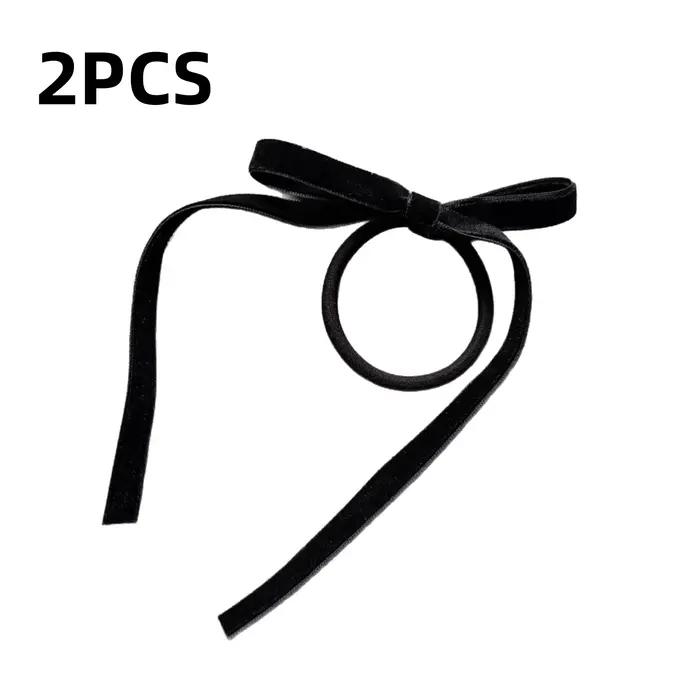 2/8 pièces de nœuds en velours noir tendance pour femmes et filles