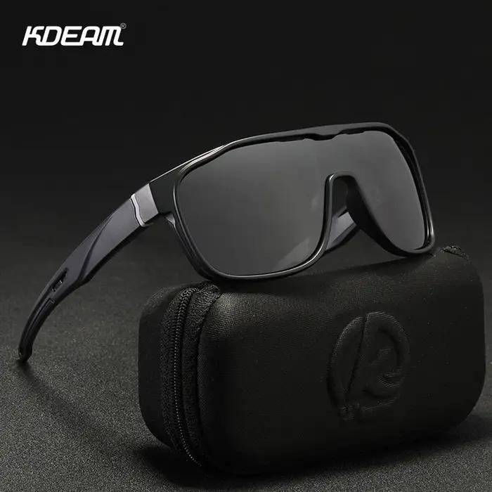 KDEAM-Lunettes de soleil polarisées en forme de pièce unique pour hommes, bouclier de sport, respira