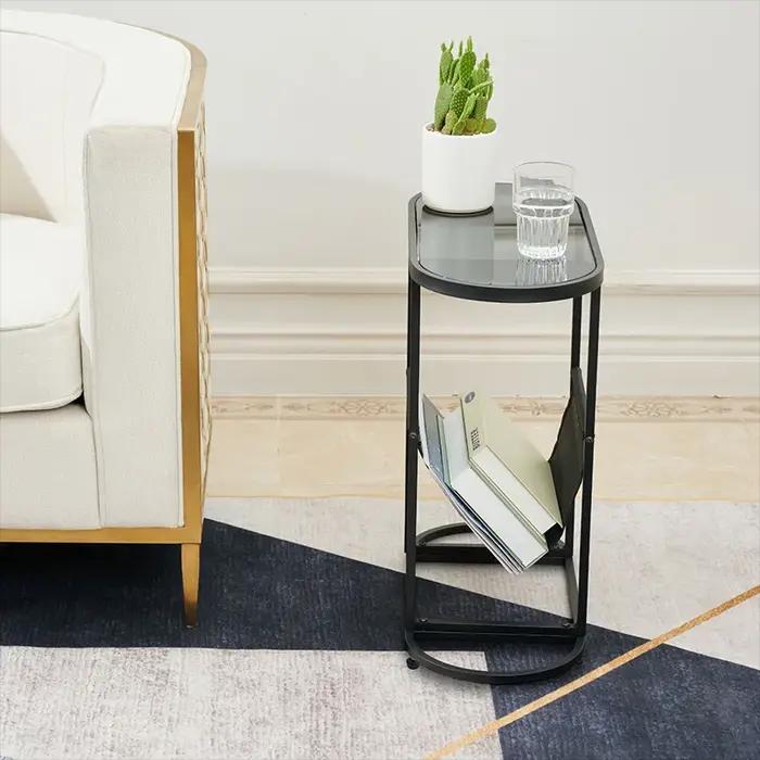 Petites Tables d'Appoint promenales en Verre, Petit Espace de Salon avec Magazines, Espace de Rangem