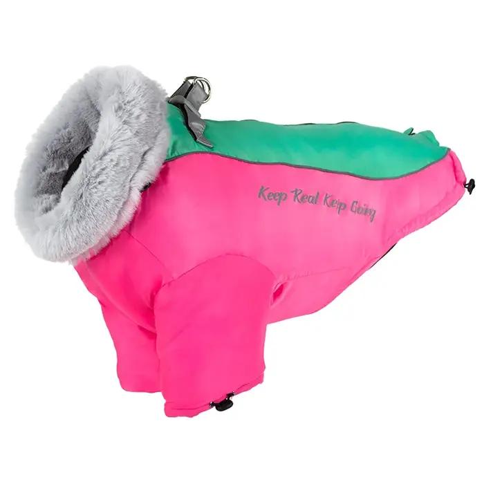 Veste d'hiver pour chien avec grand col en fourrure, imperméable, pour chiens de taille moyenne à gr