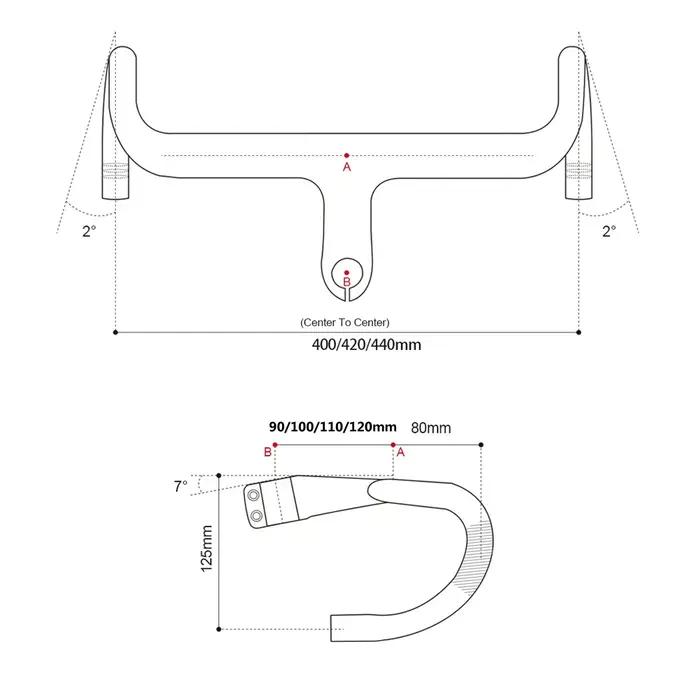 Nouveauté RXL SL guidon de route en carbone intégré OD2 1-1/4 "~ 1-1/8" vélo de course poignée en ca