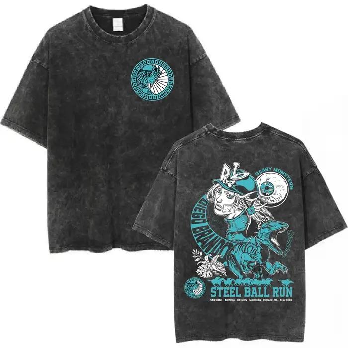 Anime Jojo Bizarre aventure lavé T-shirt STEEL BALL RUN Diego Brando Manga T-shirts hommes femmes co