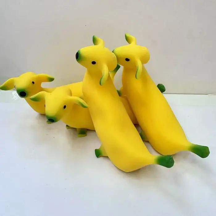 Jouet sensoriel chien banane anti-stress latex pour détente et décoration bureau occasions spéciales