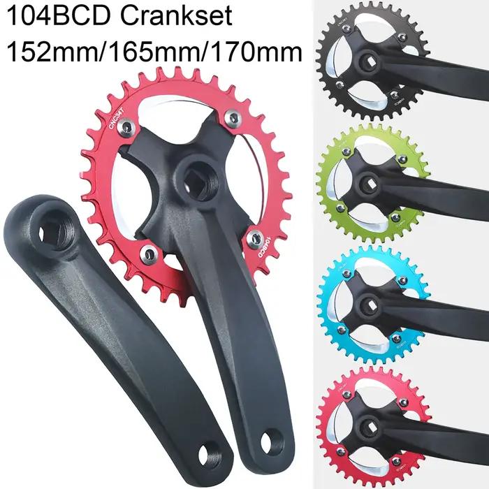 Pignon de vélo à trou carré 104BCD, bras de manivelle 152mm/165mm/170mm 32/34/36/38/40/42T, roue à c