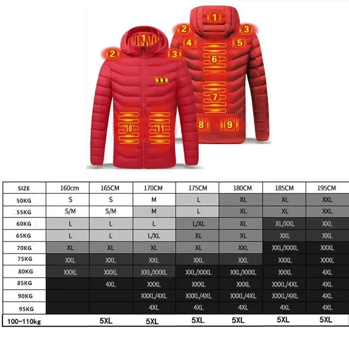Hommes hiver chaud USB vestes chauffantes Thermostat intelligent couleur Pure à capuche vêtements chauffants imperméable