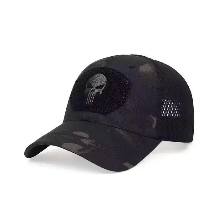 Casquette mesh camouflage été 2024 - Bonnet crâne tactique airsoft ajustable homme femme
