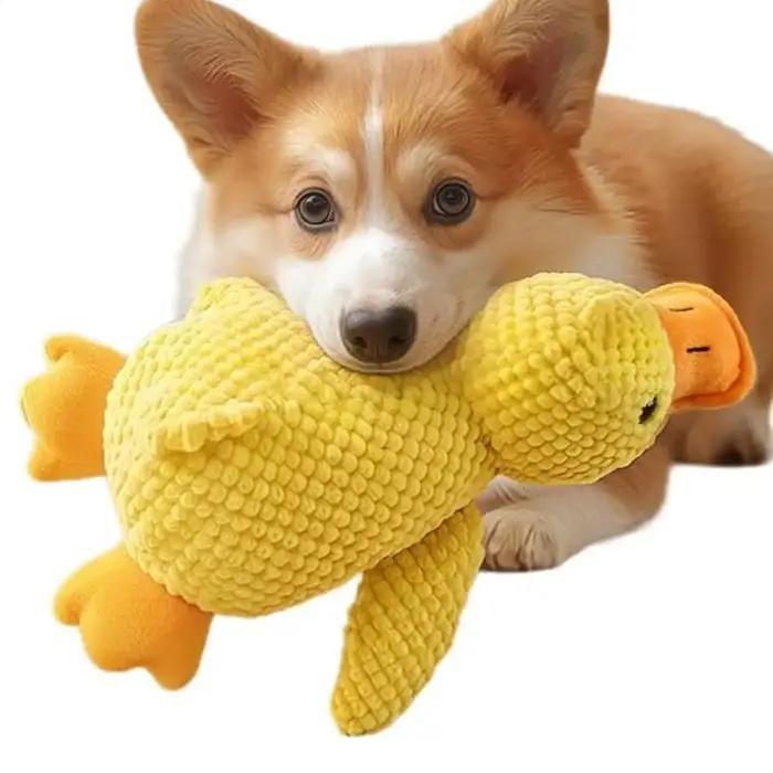 Jouet en peluche canard endormi pour chiens, stimulation auditive et tactile, résistance aux morsures, massages des gencives, détente et bien-être pour petits et grands chiens