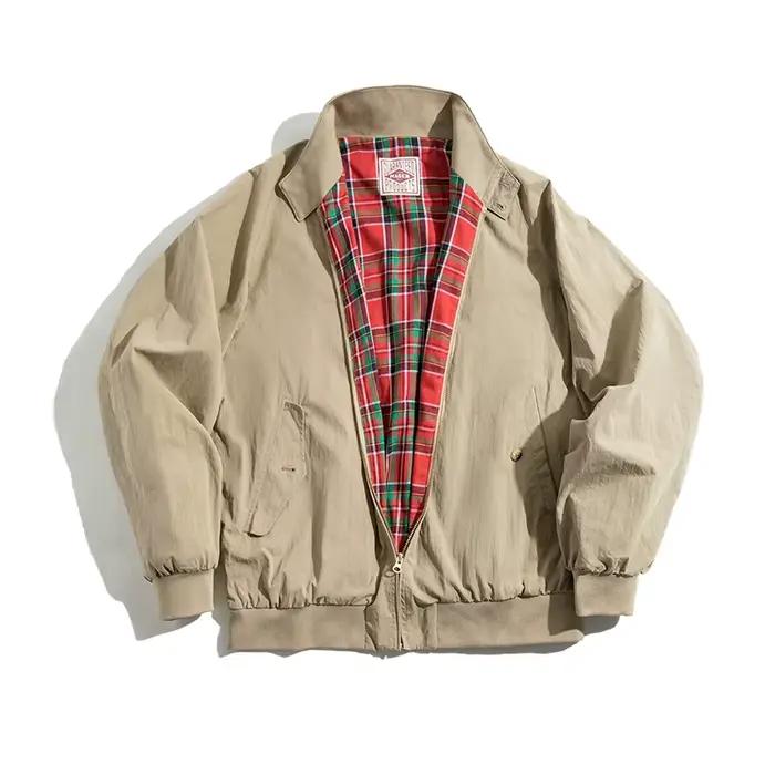 Maden hommes Vintage kaki vestes rétro travail col montant Moto veste décontracté fermeture éclair automne et hiver manteau pour vêtements d'extérieur unisexe