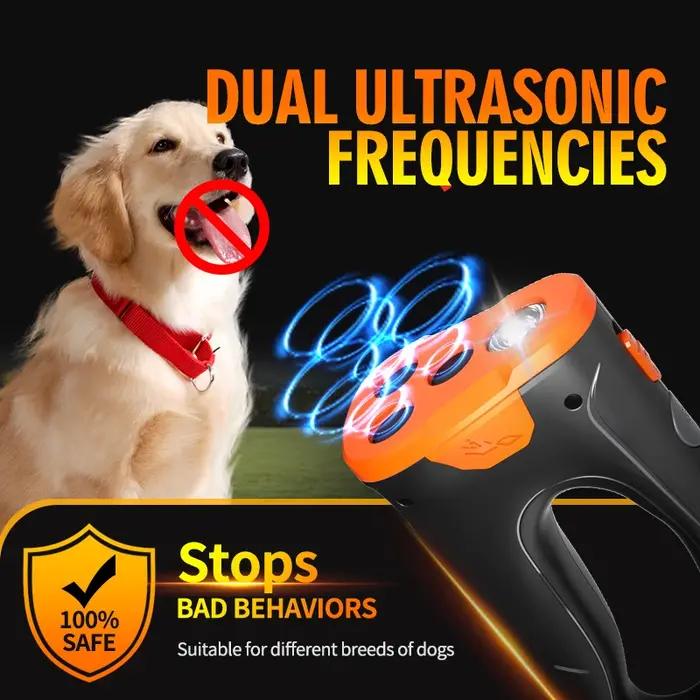 Répulsif ultrasonique pour chiens de compagnie, dispositif de formation pour chiens, dispositif de dissuasion Anti-aboiement de chien Rechargeable avec lampe de poche LED, lancement 2025