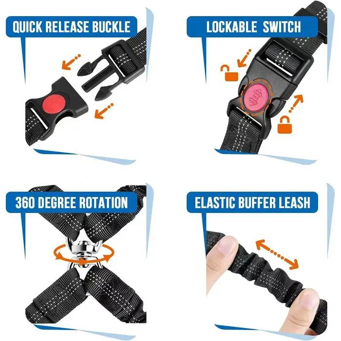 Harnais de sécurité double pour chien dispositif de retenue appuie tête voiture harnais de sécurité réglable connexion double pour le voyage sécurité animal voyage sécurité chiens sécurité chat sécurité voyage automobile sécurité animaux de compagnie sécurité trajet automobile sécurité animal voyage