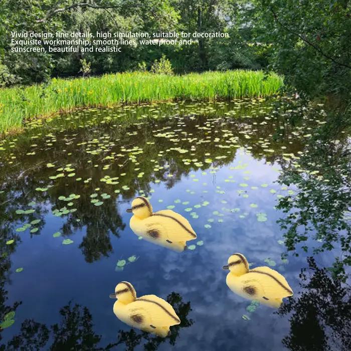 Ornement d'étang de canard en plastique flottant, 3 pièces, pour jardin, piscine, décoration aquatique, couleur grise foncée, rose ou vert armée