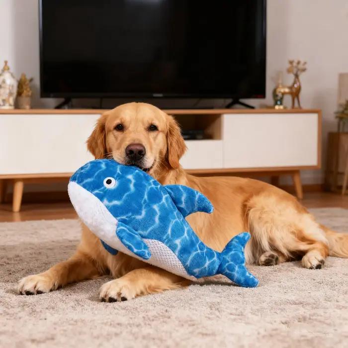 Jouet interactif pour chien en peluche requin baleine couineur