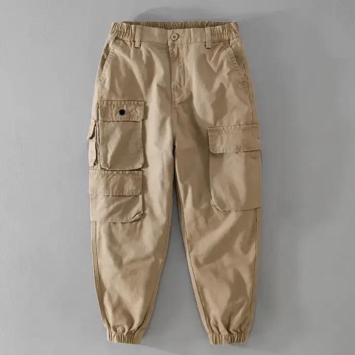 Pantalon cargo rétro 100% coton pour chasse confortable - Style streetwear loose printemps/automne