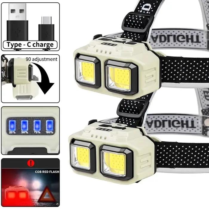 Lampe frontale LED puissante à Induction, 4 Modes d'éclairage, Charge de Type C, lampe de poche pour