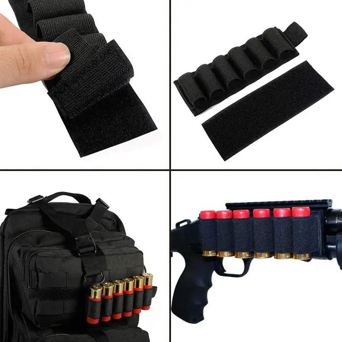 Support de coque de fusil de chasse rond tactique d'extérieur, support de recharge de balle de pistolet de munitions avec autocollant de support adhésif pour calibre 12