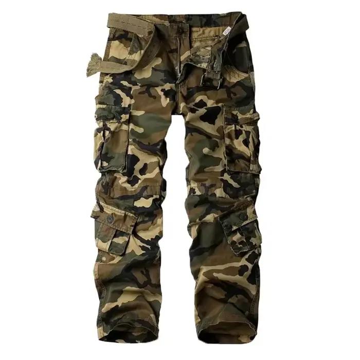 Pantalon cargo camouflage homme 100% coton coupe droite - Pantalon de travail résistant chasse