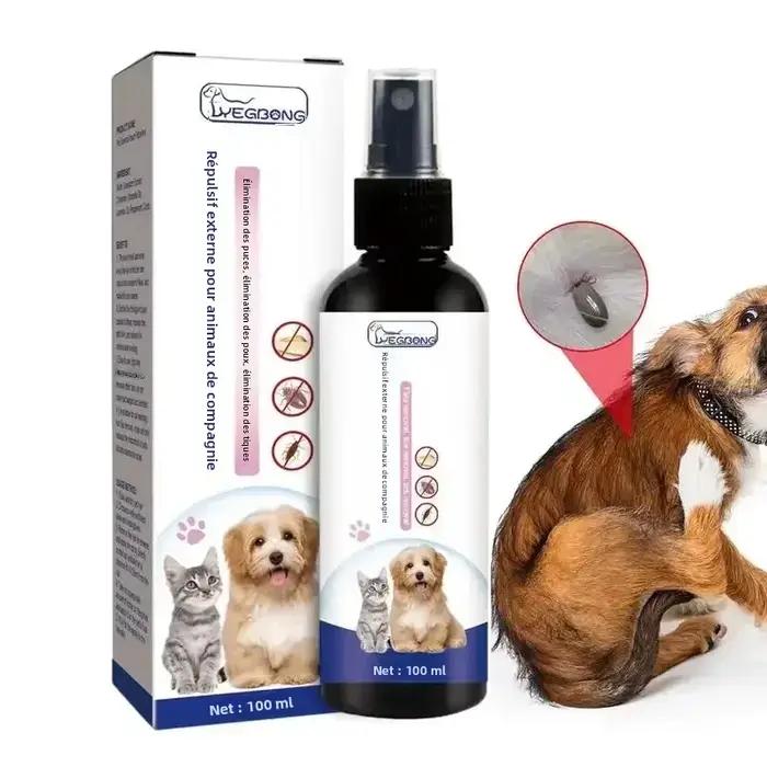 Spray répulsif contre les puces et les tiques pour animaux de compagnie, insecticide, soulagement de