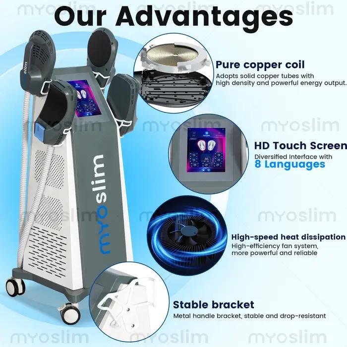 Appareil de stimulation musculaire HI-MT EMS Neo, professionnel, MYOslim, électromagnétique, 4 poignées, équipement de beauté pour sculpter le corps