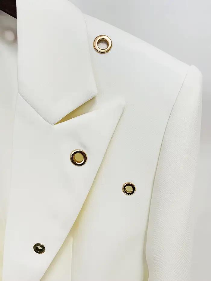HIGH Calls ALITY2025-Ensemble de Blazer et Pantalon Slim Fit pour Femme, Bouton Unique, Oeillet, Rev